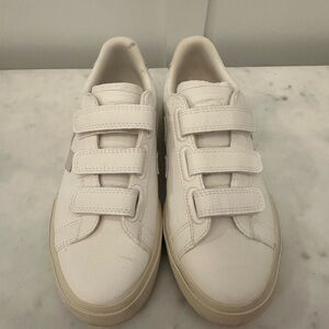 Veja White Velcro Strap Sneakers